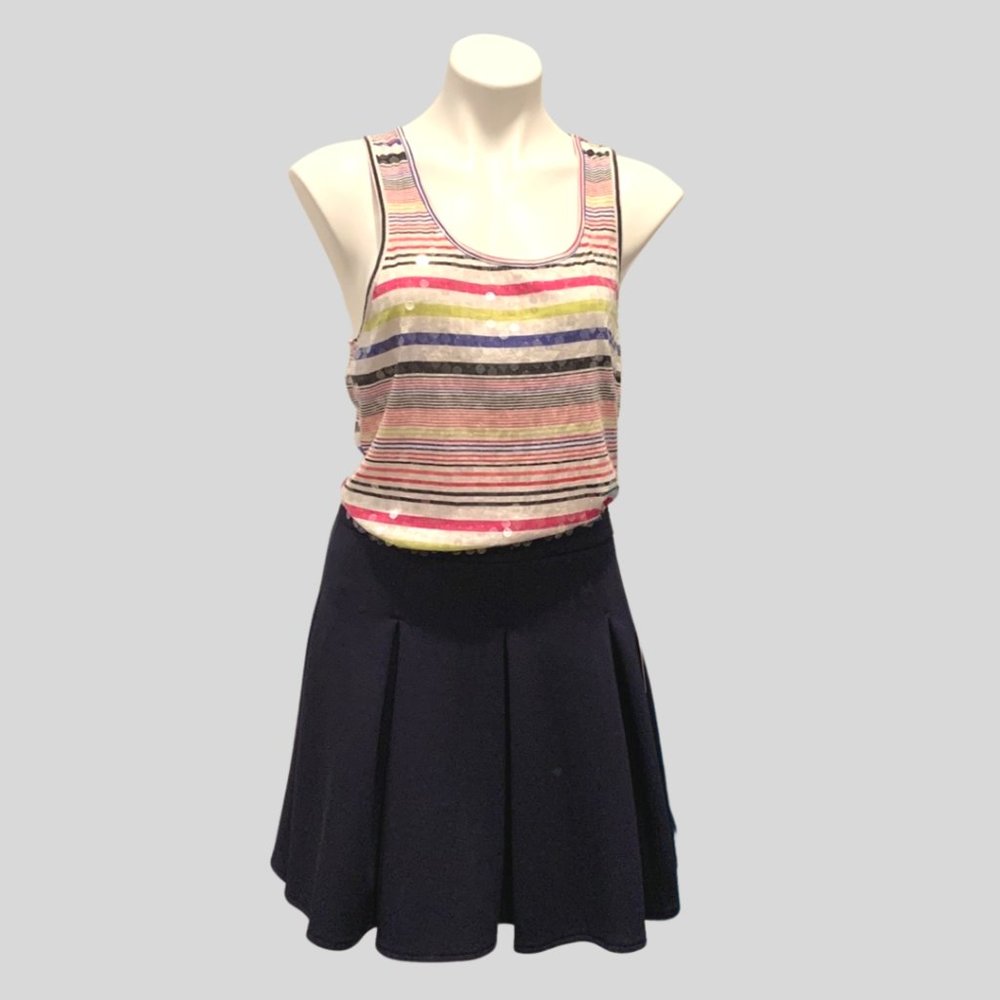 TT: Merona Navy Pleated Skater Skirt - Picture 4 of 15